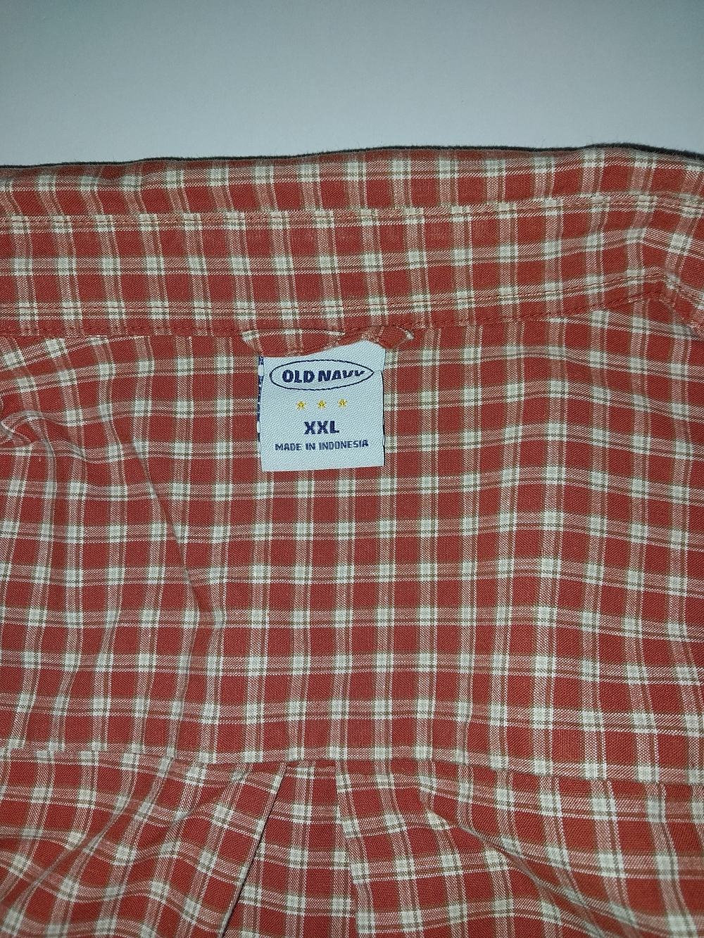 Old Navy Red and White Plaid Button-Down Shirt